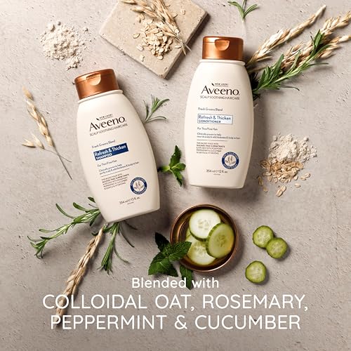 Aveeno Fresh Greens Blend Natural Volumizing Shampoo, Cucumber, Rosemary, for Fine Hair, 12 fl oz - Image 5