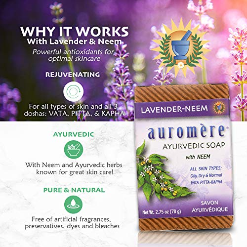 Auromere Ayurvedic Bar Soap, Lavender Neem - Eco Friendly, Handmade, Vegan, Cruelty Free, Natural, Non GMO (2.75 oz), 1 pack - Image 4