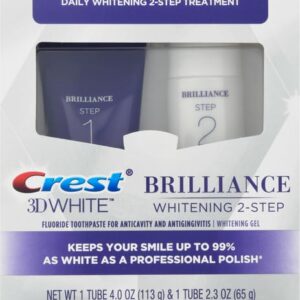 Crest 3D White Brilliance 2 Step Kit, Crest 3D White Toothpaste, Deep Clean Toothpaste (4oz) + Teeth Whitening Gel (2.3oz)