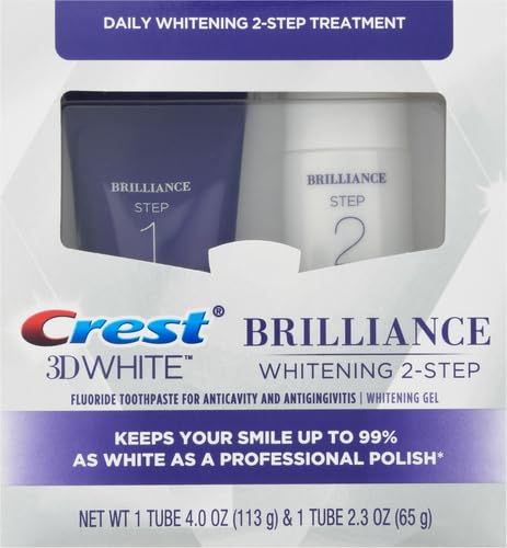 Crest 3D White Brilliance 2 Step Kit, Crest 3D White Toothpaste, Deep Clean Toothpaste (4oz) + Teeth Whitening Gel (2.3oz) - Image 2