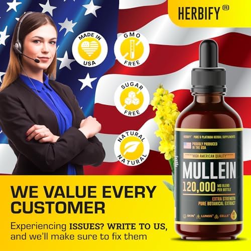 HERBIFY Mullein Drops - Lung Cleanse - Leaf Extract - Powerful Mullein for Immune Support,Detox & Respiratory Support - Made in USA - Herbal Supplements - 4 Oz - Image 7