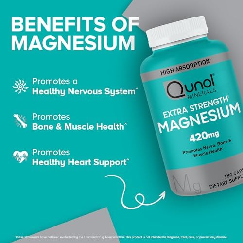 Qunol Magnesium Capsules 420mg, 100% DV, High Absorption Magnesium Supplement, Extra Strength, Bone and Muscle Health Supplement, 180 Count - Image 3