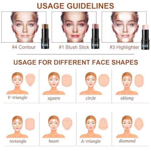 3Pcs Cream Contour Stick Makeup Kit,Shades with Highlighter Stick,Blush Stick and Bronzer Contour Stick for Sculpt the Cheeks,Long Lasting,Waterproof,Matte & Dewy Finish,LIGHT MEDIUM (#02,05,06) - Image 6