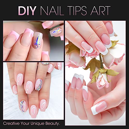 Buqikma 500PCS Short Nail Tips for Acrylic Nails - Clear False Short Artificial Tips for Manicure with Box(Pink Box with Tips) - Image 5