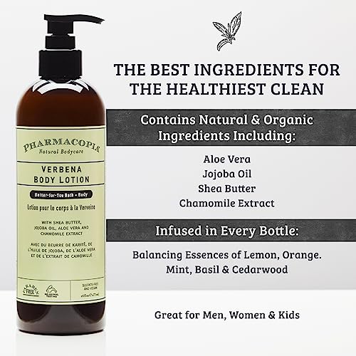Pharmacopia Verbena Body Lotion - Hydrating Natural Moisturizer with Aromatherapy Benefits - Cruelty-Free Vegan Skin Care - Shea Butter, Aloe Vera, and Jojoba Oil - Lotion for Dry Skin, 16 oz - Image 3