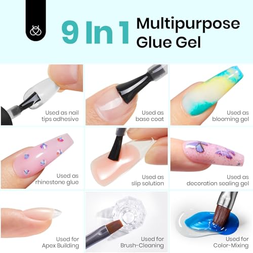 Beetles Gel Polish 9 in 1 Nail Glue with New Formula, 0.5 Fl Oz Super Strong Brush in Nail Gel Glue for False Nails Tips, Rhinestone, Base Gel, Blooming Gel, ect, UV Led Lamp Required - Image 4
