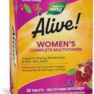 Nature's Way Alive! Women’s Complete Multivitamin, Supports Energy Metabolism and Hair, Skin & Nails*, B-Vitamins, 50 Tablets (Packaging May Vary)