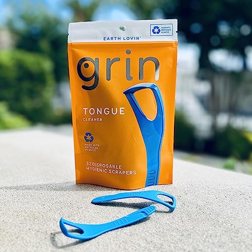 GRIN Tongue Cleaner, 32 Count, Disposable Tongue Cleaner, Hygienic Scraper, Recycled Plastic, Clean Tongue, Promote Fresh Breath, Includes Safe Fold- Back Tooth Pick - Image 7