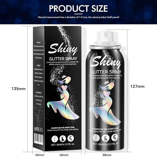 Body Glitter, Body Glitter Spray, Glitter Spray for Hair and Body, Long-Lasting and Quick-Drying Silver Glitter Hairspray Suitable for Stage, Festival Rave and Makeup Prom (2.11 Fl Oz) - Image 7