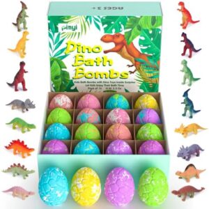 16 Pack Dinosaur Bath Bombs for Kids with Surprise Inside, Dino Bath Bombs with Toys Inside for Boys Girls Toddlers, Organic Kids Bath Bombs Bubble Bath Dinosaur Bath Toys Christmas Birthday Gift Set