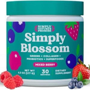 Simply Nature's Promise Blossom Nutrition - Daily Greens & Superfood Powder + Collagen + Probiotics for Women's Digestive Health & Bloating Relief. Help Your Health Bloom - 30 Day Supply