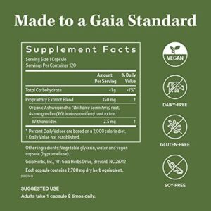Gaia Herbs, Ashwagandha Root Vegan Liquid Phyto Capsules – Stress Relief, Immune Support Supplement, Balanced Energy Levels and Mood , 120 Ct (Pack of 1)