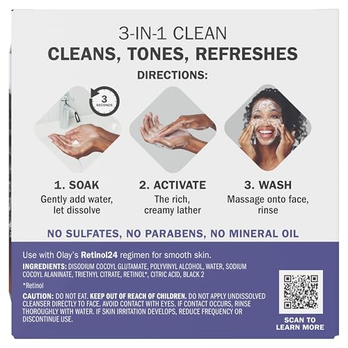 Olay Cleansing Melts + Retinol Face Cleanser, 64 ct. total (2 x 32 ct.), Water-Activated Face Wash to Clean, Tone, and Refresh - Image 11