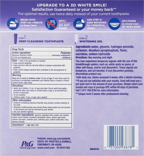 Crest 3D White Brilliance 2 Step Kit, Crest 3D White Toothpaste, Deep Clean Toothpaste (4oz) + Teeth Whitening Gel (2.3oz) - Image 3