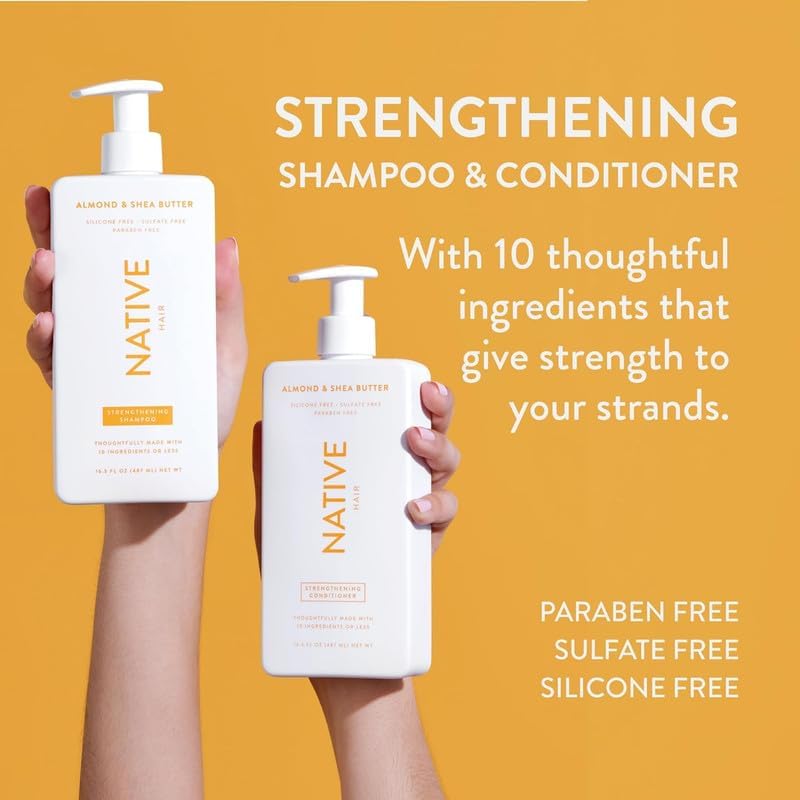 Native Shampoo and Conditioner Contain Naturally Derived Ingredients| All Hair Type Color & Treated, Fine to Dry Damaged, Sulfate & Dye Free - Almond & Shea Butter, 16.5 fl oz each (2 pack) - Image 3