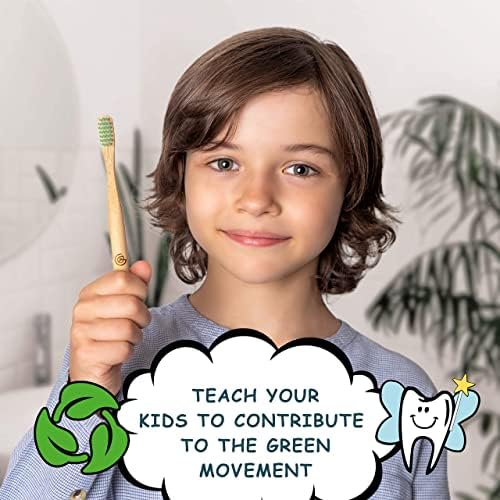 GREENZLA Kids Bamboo Toothbrushes (6 Pack) BPA Free Soft Bristles Eco-Friendly, Natural Toothbrush Set Biodegradable & Compostable Charcoal Wooden - Image 6