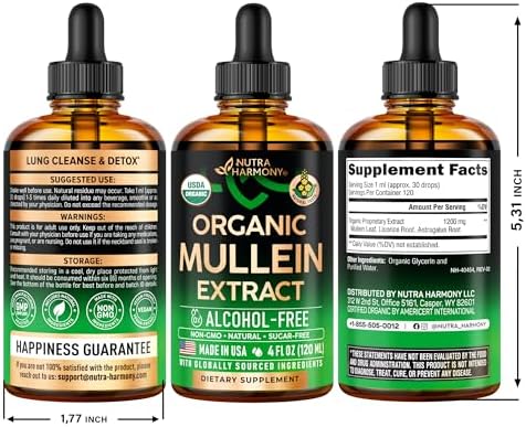 Mullein Drops for Lungs - USDA Organic Liquid - Mullein Leaf Extract Supplement - Made in USA - Lung & Bronchial Cleanse for Smokers - Respiratory Health Support - As Tincture, Tea, Pills - 4 fl oz - Image 8