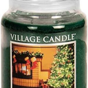Village Candle Christmas Tree Large Glass Apothecary Jar Scented Candle, (26oz), Green