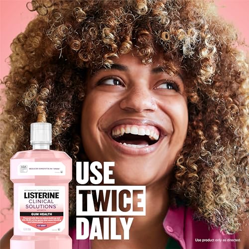 Listerine Clinical Solutions Gum Health Antiseptic Mouthwash, Antigingivitis & Antiplaque Oral Rinse Helps Prevent Buildup & Kills Germs for Healthier Gums, ICY Mint, Twin Pack, 2 x 1 L - Image 5