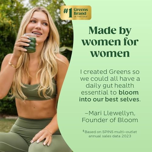 Bloom Nutrition Superfood Greens Powder, Digestive Enzymes with Probiotics and Prebiotics, Gut Health, Bloating Relief for Women, Chlorella, Green Juice Mix with Beet Root Powder, 30 SVG, Berry - Image 6