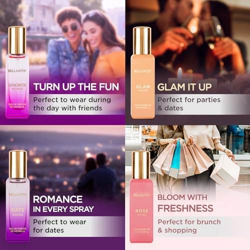 Eau De Parfum Set for Women (4x20 mL) with Date, Senorita, Glam, Rose | Vanilla, Floral, Sweet, Musk | Perfect for trials, gifting, or blending to craft your unique fragrance - Image 2
