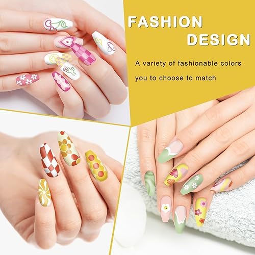 Whaline 6Pcs Preppy Nail Plates Stamping Set Heart Flower Butterfly Star Smiling Stamp Templates Groovy Nail Art Plates for DIY Print Manicure Salon Design Gift - Image 6