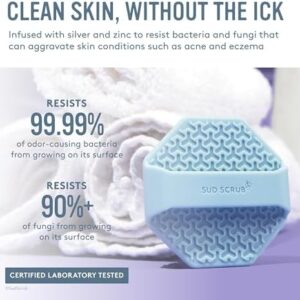 Sud Scrub® Antimicrobial Silicone Face Scrubber, 1 Pack, Gentle Face Exfoliator for Sensitive Skin, Eco Friendly Facial Cleansing Brush, Exfoliating Face Brush for Men and Women (Blue)