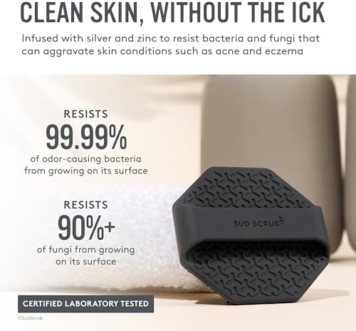 Sud Scrub® Antimicrobial Silicone Face Scrubber, 1 Pack, Gentle Face Exfoliator for Sensitive Skin, Eco Friendly Facial Cleansing Brush, Exfoliating Face Brush for Men and Women (Charcoal) - Image 2