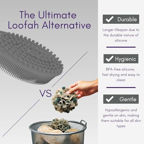 Avilana Silicone Body Scrubber – Dual-Sided Silicone Loofah for Shower, Body Scrubber for Men & Women, Gentle Loofa Alternative, Easy-to-Clean Silicone Body Scrubber Exfoliator - Image 2
