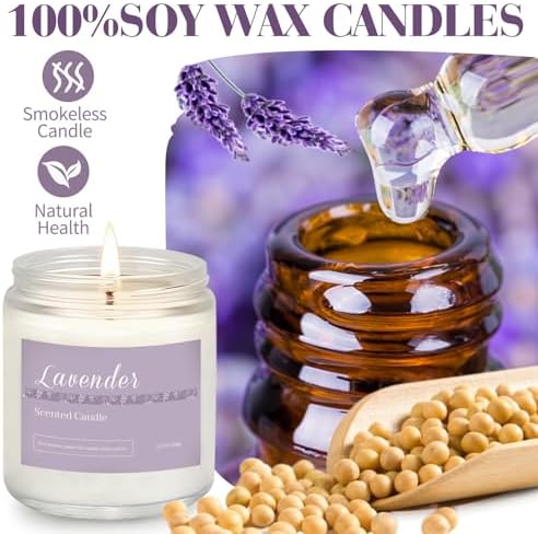 6 Pack Candles for Home Scented Aromatherapy Candles Gifts Set for Women, Lavender Candle, 37.8 oz 300 Hour Long Lasting Candles, Stocking Stuffers, Birthday, Valentine, Christmas, Anniversary Present - Image 4