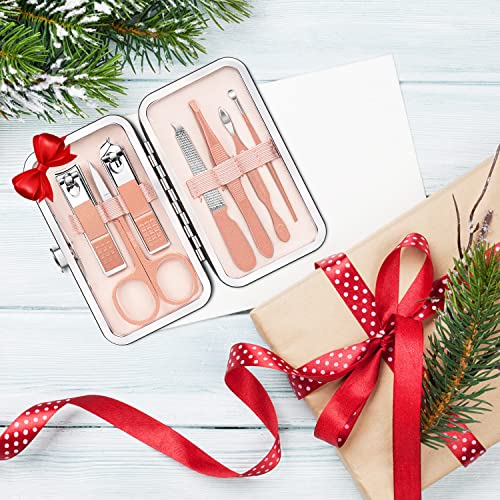 Manicure Pedicure Set Stainless Steel Nail Clippers Personal Nail Clipping Tools Portable Travel Grooming Kit with Snap-shut Case, Rose Gold - Image 7