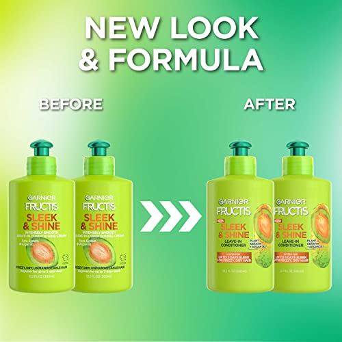 Garnier Fructis Sleek & Shine Leave-In Conditioning Cream for Frizzy, Dry Hair, Plant Keratin + Argan Oil, 10.2 Fl Oz, 2 Count (Packaging May Vary) - Image 7