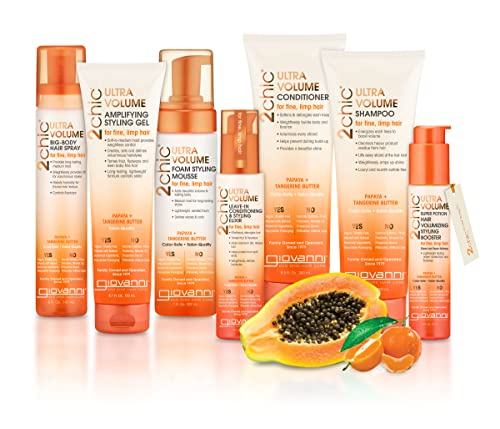 GIOVANNI 2chic Ultra-Volume Foam Styling Mousse - Daily Volumizing Formula with Papaya & Tangerine Butter, Promotes Weightless Control for Fine Limp Thin Hair, No Parabens, Color Safe - 7 oz - Image 4