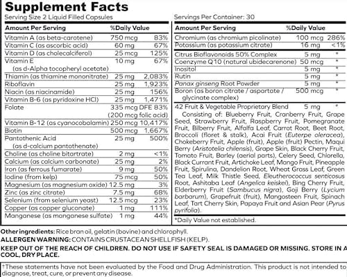 Ultimate Multivitamin Multimineral and Superfood with 42 Fruit and Vegetable Blend, 60 Count - Image 2