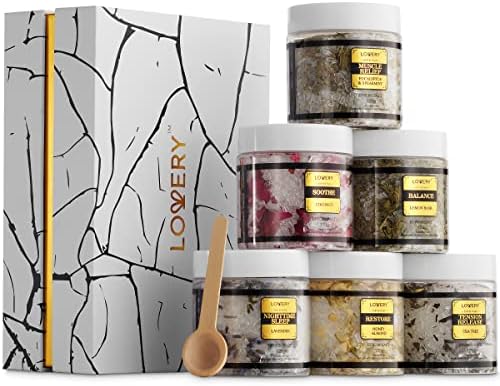 Epsom Bath Salts Gift Set, Relaxing Spa Salt with Essential Oils - Lavender, Eucalyptus Spearmint, Lemon Basil, Coconut, Tea Tree, Honey Almond, Self Care Elephant Gifts for Women Who Have Everything
