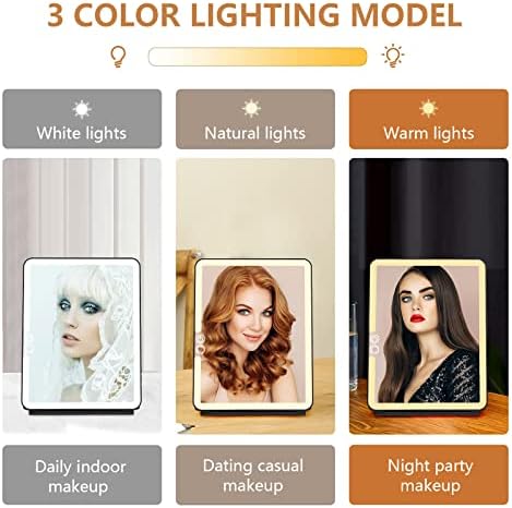 WEILY Portable Travel Mirror Makeup Mirror with 72 LED Lights, Touch Screen Three Colors Dimmable,Ultra Thin, 2000 mAh USB Rechargeable Foldable Cosmetic Mirror(Black) - Image 4