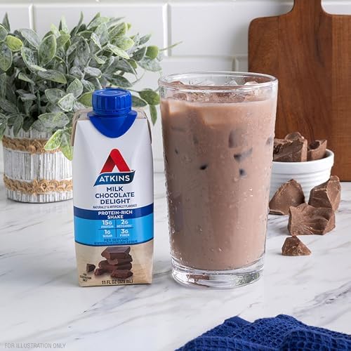 Atkins Milk Chocolate Delight Protein Shake, 15g Protein, Low Glycemic, 2g Net Carb, 1g Sugar, Keto Friendly, 12 Count - Image 4