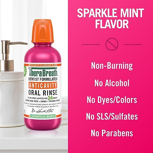 TheraBreath Anticavity Fluoride Mouthwash, Sparkle Mint, Dentist Formulated, 16 Fl Oz (2-Pack). - Image 5