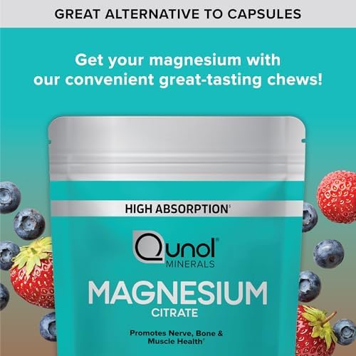 Qunol Magnesium Citrate Soft Chews, 350mg Extra Strength Magnesium Supplement, High Absorption to Support Nerve, Bone and Muscle Health, 90 Count - Image 5