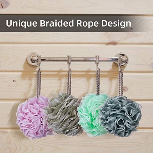 Loofah Bath Sponge Luffa Loofa Body Scrubber Soft Mesh Pouf Wash Puff Shower Puff Shower Ball Exfoliating Shower Sponge Pack of 4 (60g/pcs) - Image 4