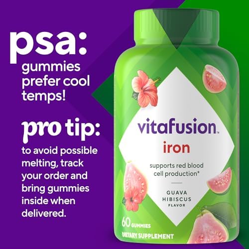 Vitafusion Iron Gummy Vitamin Supplement, Supports Red Blood Cell Production*, Guava Hibiscus Flavor, 30 Servings, 60 Count - Image 9