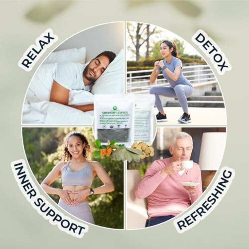 Organic Soursop Leaf Tea - 300 Dried Whole Leaves, 4.52oz, Vitamin & Fiber Support, Morning Herbal Detox Tea for Relaxing & Reduce Inflammation, Refreshing & Pure Taste - Image 5