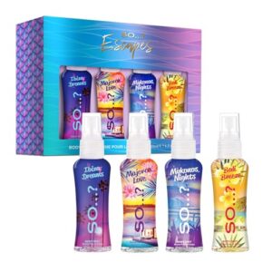 So…?… Escapes Body Mist Gift Set - Perfumes for Women - Everyday Body Spray for Women - Vegan, Cruelty-Free - Fragrance Gifts for Women - 4 pcs