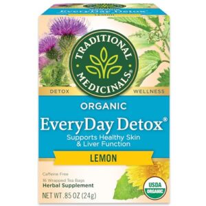Traditional Medicinals Tea, Organic Everyday Detox Lemon, Supports Healthy Skin & Liver Function, Detox, 16 Tea Bags