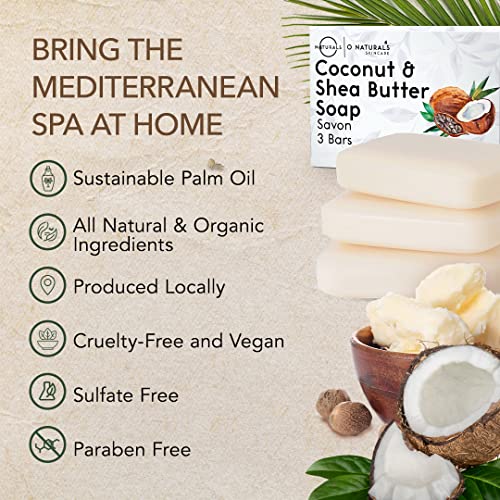 O NATURALS 3-Pack Organic Coconut & Shea Butter Soap Bar 4oz each Set - 100% Vegan Cold Process Bar Soap Scented Premium Essential Handmade Soap - Natural Soap for Men Women, Face, Body - Image 6