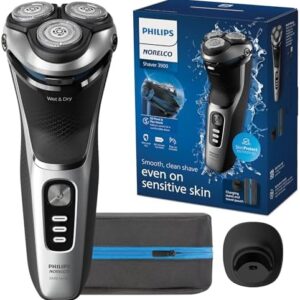 Philips Norelco Shaver 3900, Rechargeable Wet & Dry Electric Shaver with Pop-up Trimmer, Charging Stand, Travel Storage Pouch, Protective Cap, Space Gray, S3341/92