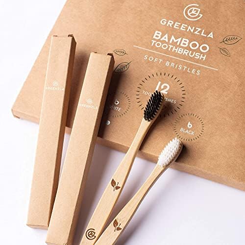 Greenzla Organic Bamboo Toothbrushes, 12 Pack Sturdy BPA Free Soft Bristles Toothbrushes for Adults with Toothbrush Travel Case & Charcoal Dental Floss, Biodegradable & Compostable Wooden Toothbrushes - Image 7
