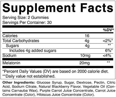 Vitamatic Melatonin 20mg Gummies for Adults, 30 Servings - 60 Vegetarian Gummies - Non-Habit Forming Supplement (60 Gummies (Pack of 1)) - Image 3