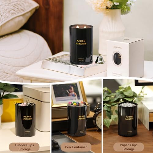 Goodpick Patchouli Sandalwood Candles 22 oz, Candles for Home Scented, Black Soy Candles, Mens Scented Candles, Large Jar Candle, Luxury Aromatherapy Candle, Gifts for Him, Boyfriend, Dad, 2 Wicks - Image 7