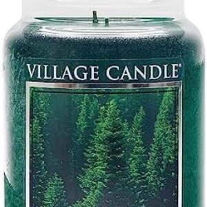 Village Candle Balsam Fir Large Apothecary Jar, Scented Candle, 21.25 oz., Green